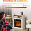 Foyer électrique 27 po - chauffage 1400 W, flamme blanche réaliste 3D, intensité réglable, télécommande, température 62 82, fonctionnement silencieux semblable au ventilateur pour une pièce de 1400 W, bûche et température, contrôlée,