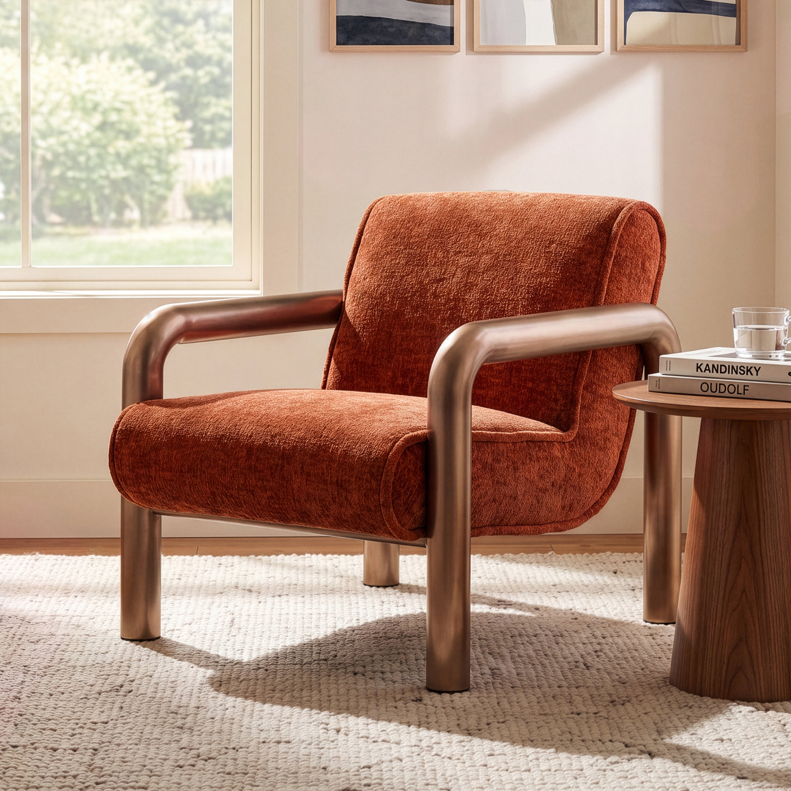 Ismenia Modern Accent Chair, Orange