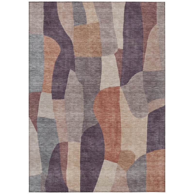 Machine Washable Indoor/Outdoor Kerwin ACN2376 Abstract Rug, Rectangle 3' x 5'