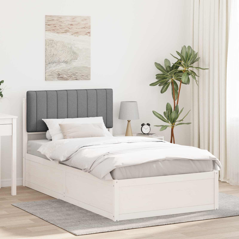 Solid Wood Bed Frame, 100 x 200cm, Light Grey/White