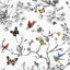 Papier peint oiseaux et papillons