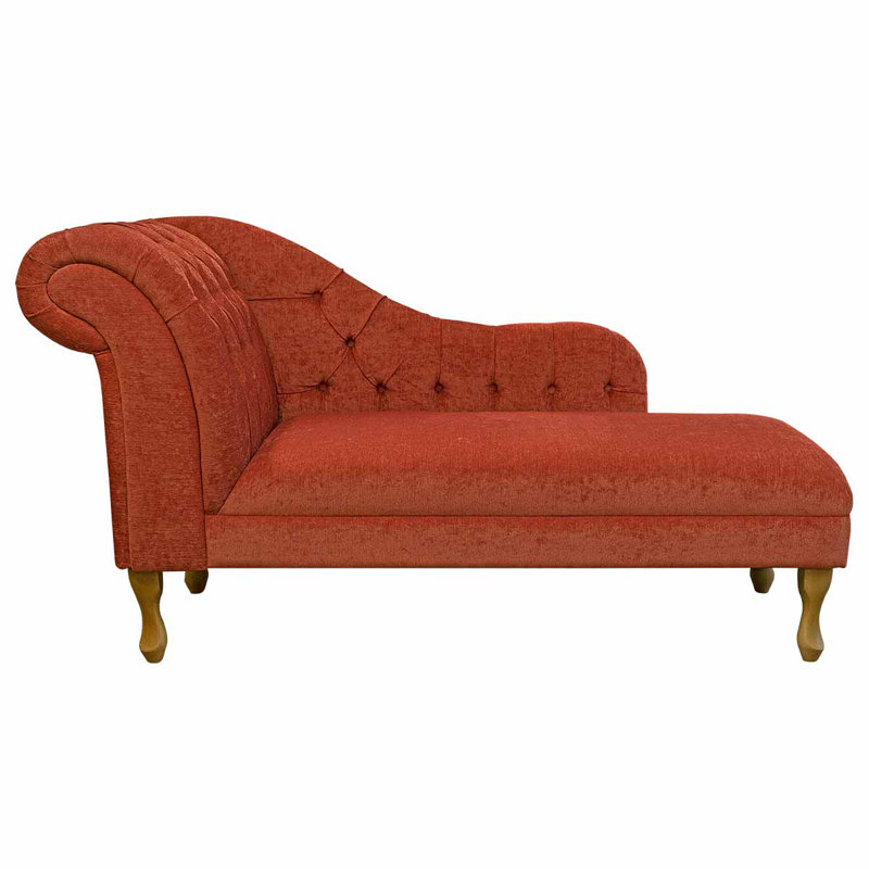 Upholstered Chaise Lounge, Orange, Brown