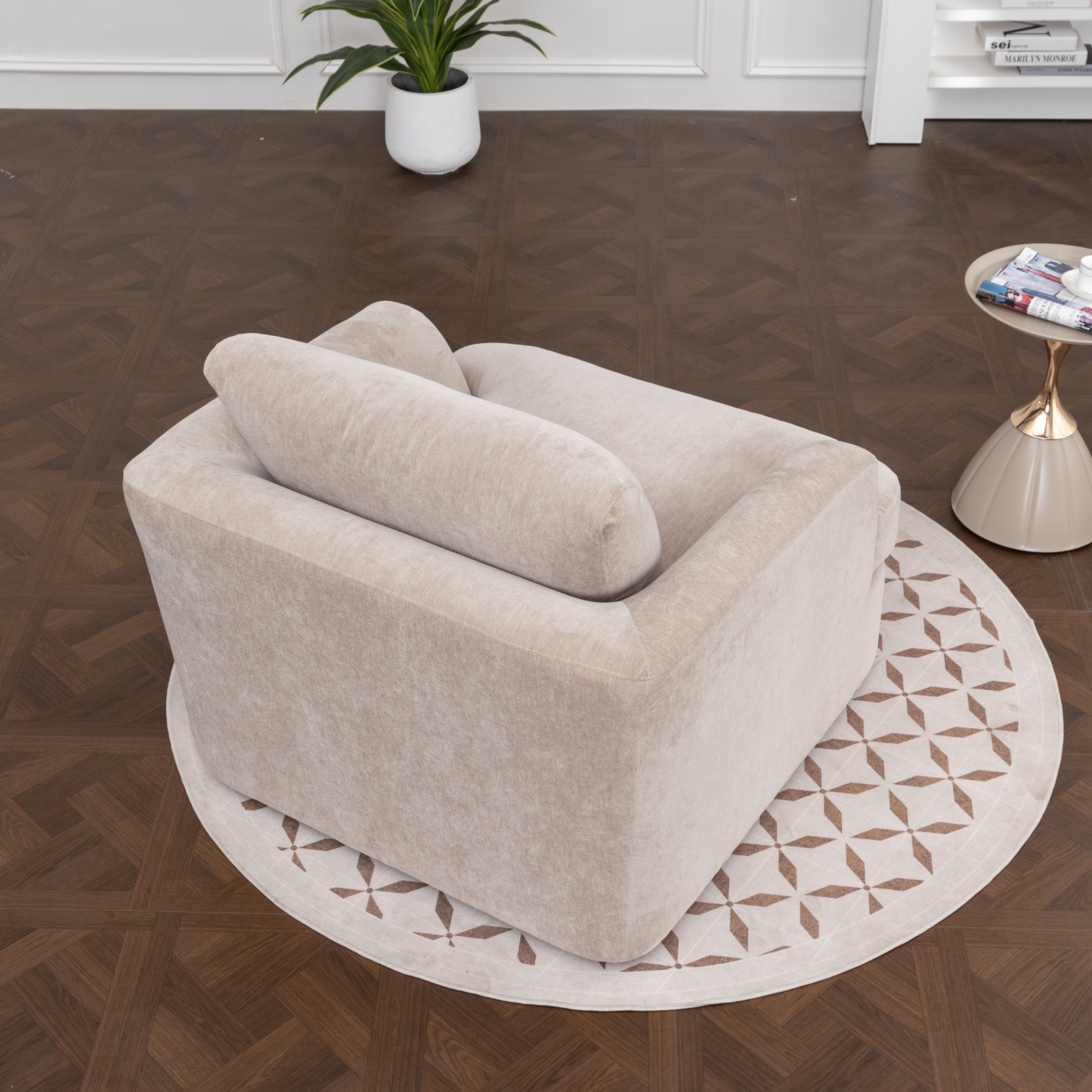 Alameda Upholstered Barrel Chair, Sandstone Velvet