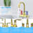 Two-Handle 4" Centerset Bathroom Sink Brushed Gold Faucet with Pop-Up Drain and High-Arc 360° Swivel Spout-110403473