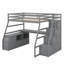Lit mezzanine double avec 7 tiroirs, 2 tablettes et un bureau-1819995279