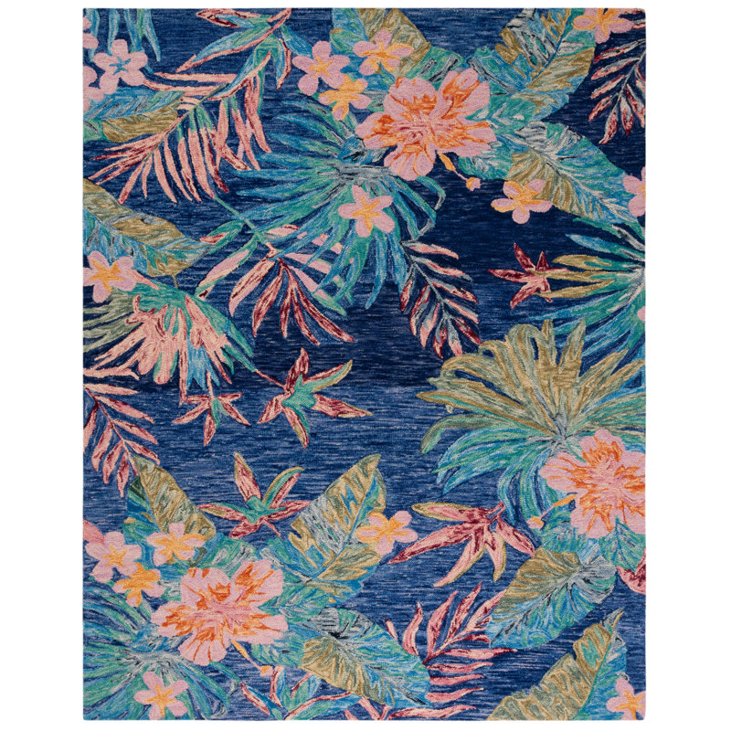 Toro Hand Tufted Wool Floral Rug, Rectangle 9' x 12'