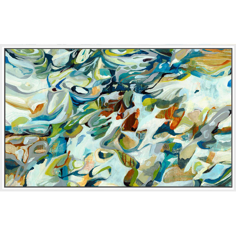 In The Flow III (Horizontal) by Lisa Ridgers - Painting, White Floater Frame, 27.5" H x 43.5" W x 2" D