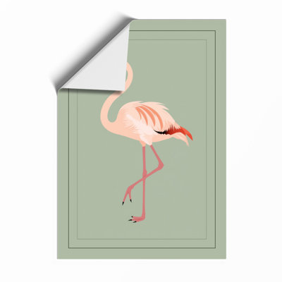 Poised Flamingo Minimalist - Framed Print
