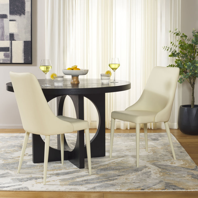 Chaise d'appoint rembourrée H 19,1 po Bohy, PU crème au beurre