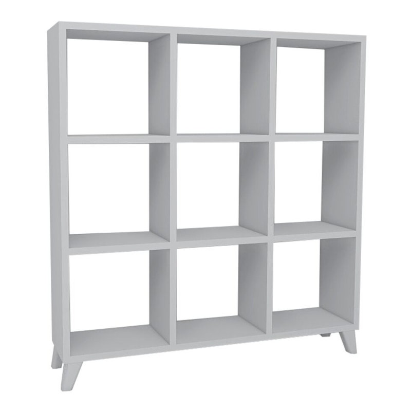 9 Cube Square Bookcase With Legs Cabinet Storage Shelving Display Wood Shelf, White