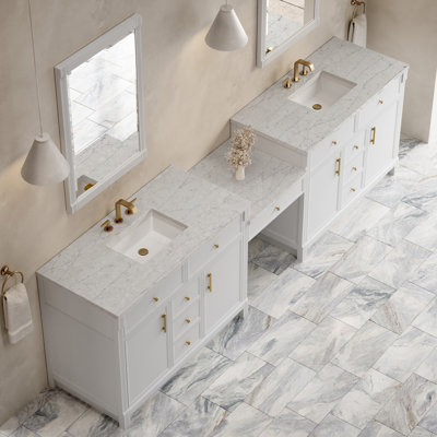 Bellshire 120" W Dual Vanity Set with 24" Make-Up Counter