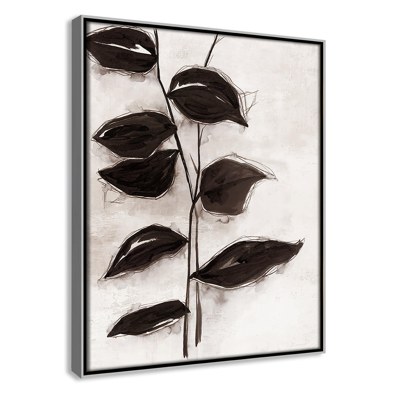 Leaves I by Eva Watts, 15.5" H x 12.5" W x 2" D, Silver Framed