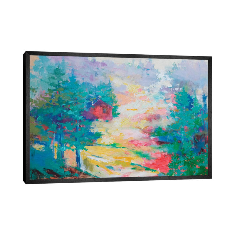A Haven On The Hill by Kerri Blackman - Painting on Canvas, 45.72cm H x 66.04cm W x 3.81cm D, Black Framed