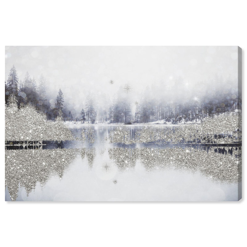 Forest Silver Sparkle Canvas Glam Winter Wall Art by Art Remedy, Wrapped Canvas, 10" H x 15" W