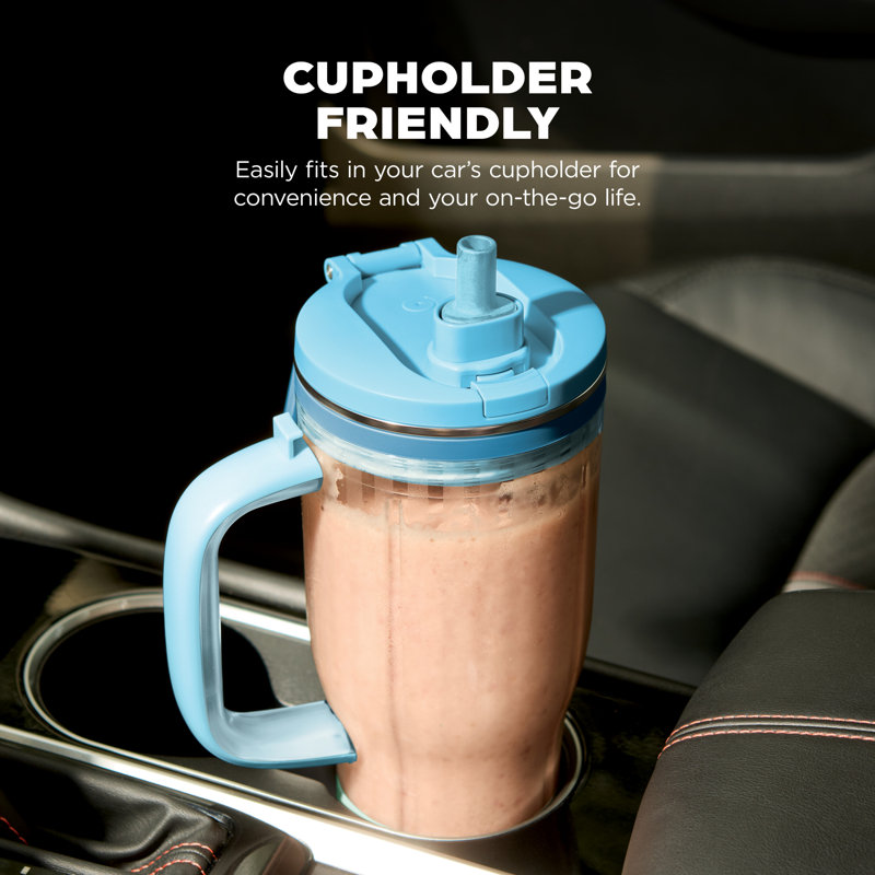 Ninja BlendBoss Tumbler Blender with 26-oz. Travel Tumbler with LeakProof Lid, Chug Spout & Detachable Straw, Blue Raspberry