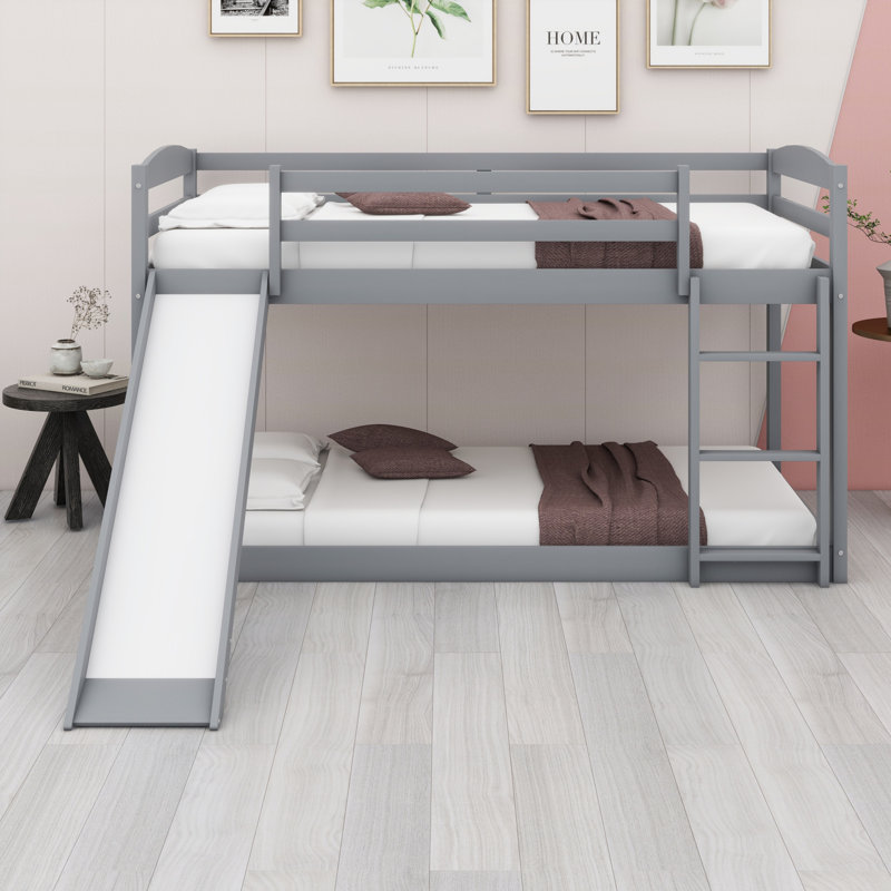 Lit superposé avec glissoire et échelle, Gris