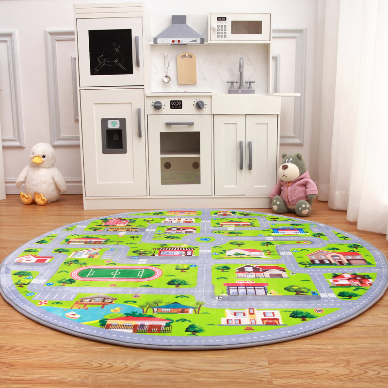 Cute Cartoon AreaRug Anti-Slip Backing Rug Green Carpet for Kids Room Bedroom Room Living Room Decor Rugs Gifts for Kids