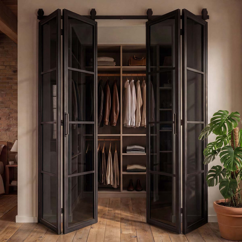 Double Bi-Fold Door With Smoked Glass, 2, Double Slide