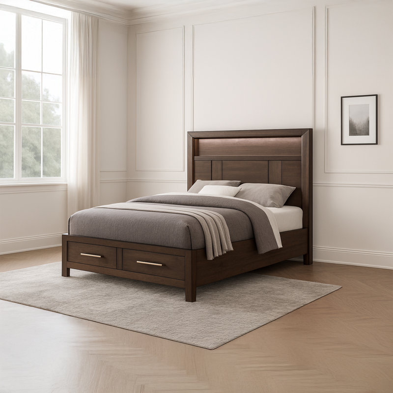 Adryan Bookcase Storage Bed, Queen / (86" L x 63" W x 56" H), Brown