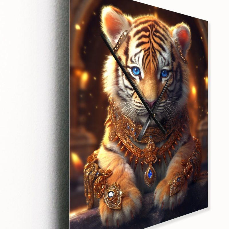 Mignon petit chaton royal I - animaux, lion, horloge murale moderne, Grand