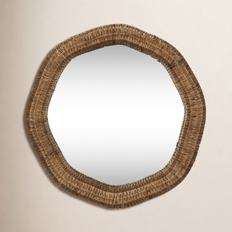 Fegan 42" Woven Water Hyacinth Mirror, 36" x 36"