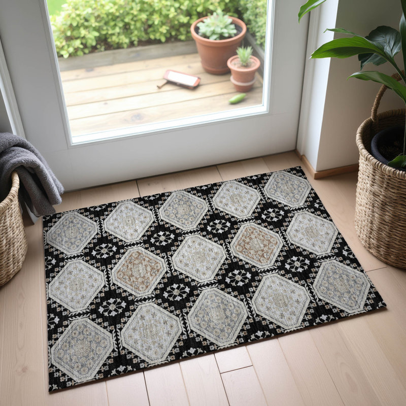 Premium Machine Washable Sykora AMF1442 Formal Rug, Rectangle 1'8" x 2'6"