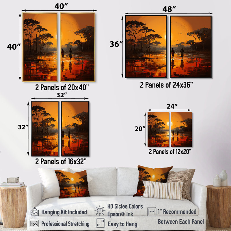 «Haniff African Savannah Serenade VI», art mural sur toile, 36" H x 48" W, Framed Print without Mat, Black