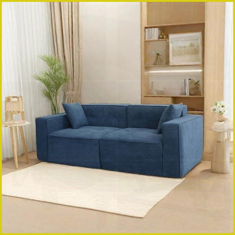 Canapé de salon en velours 3 places Modern Large assise, Bleu