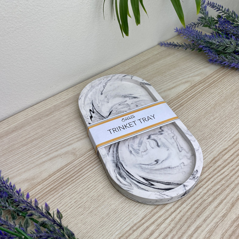 Oval Trinket Tray Dish, Grey