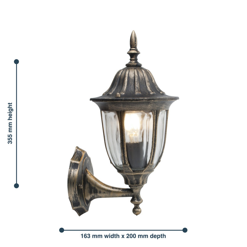 Adalyna 35.5cm H Outdoor Armed Sconce, Black/Brushed Gold