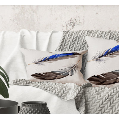 Rectangle,Colourful Boho Feathers III - Bohemian & Eclectic Printed Throw Pillow