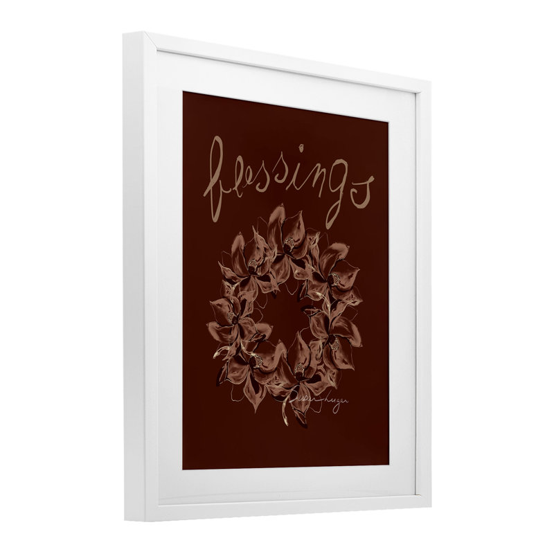 «Blessings Brown Autumn Wreath», reproduction sous verre encadrée, conception de Susan Lugar, H 16 po x l 13 po