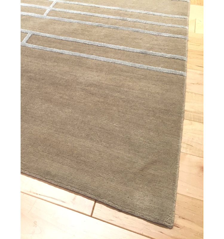 Pangden Bars Hand-Knotted Area Rug in Sandstone, Rectangle 9' x 12'