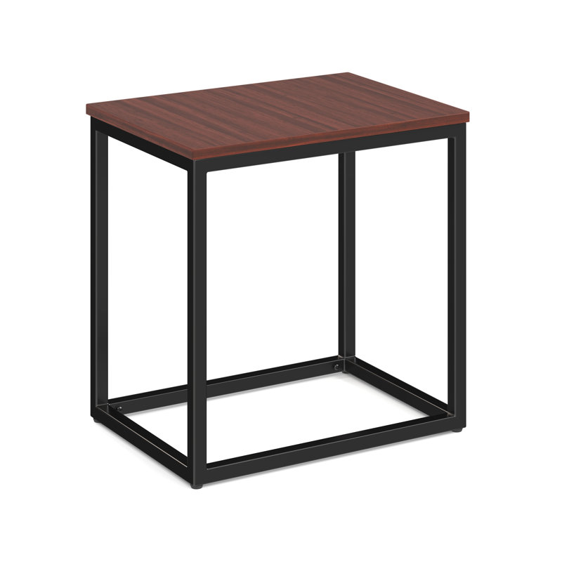 | Lyon | Table d'appoint rectangulaire 22 po x 16 po avec base en métal noir, Blanc Arcadia