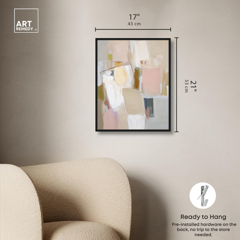 «Apricot Cream II» par Art Remedy, H 21 po x l 17 po, Cadre flottant, Noir