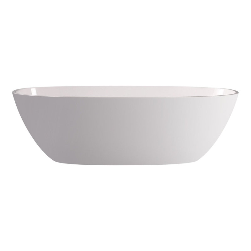 Barcelona 66.875" x 31.75" Freestanding Soaking Volcanic Limestone™ Bathtub, Gloss White, Anthracite Gray - Matte