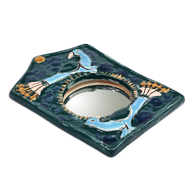 Buckey Handmade Blue Wonder Ceramic Wall Accent Mirror