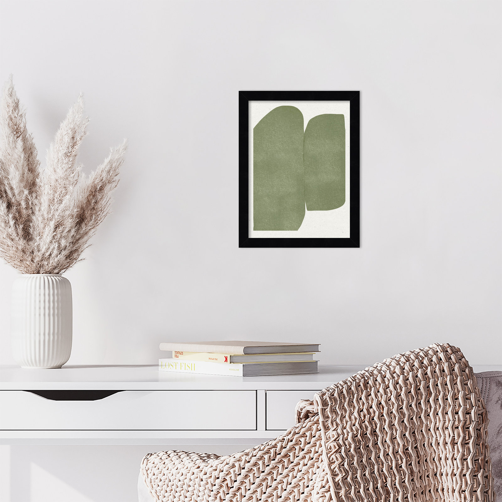 Rooney "Green Paper Cut Modern" Print, Black, 13" H x 10" W