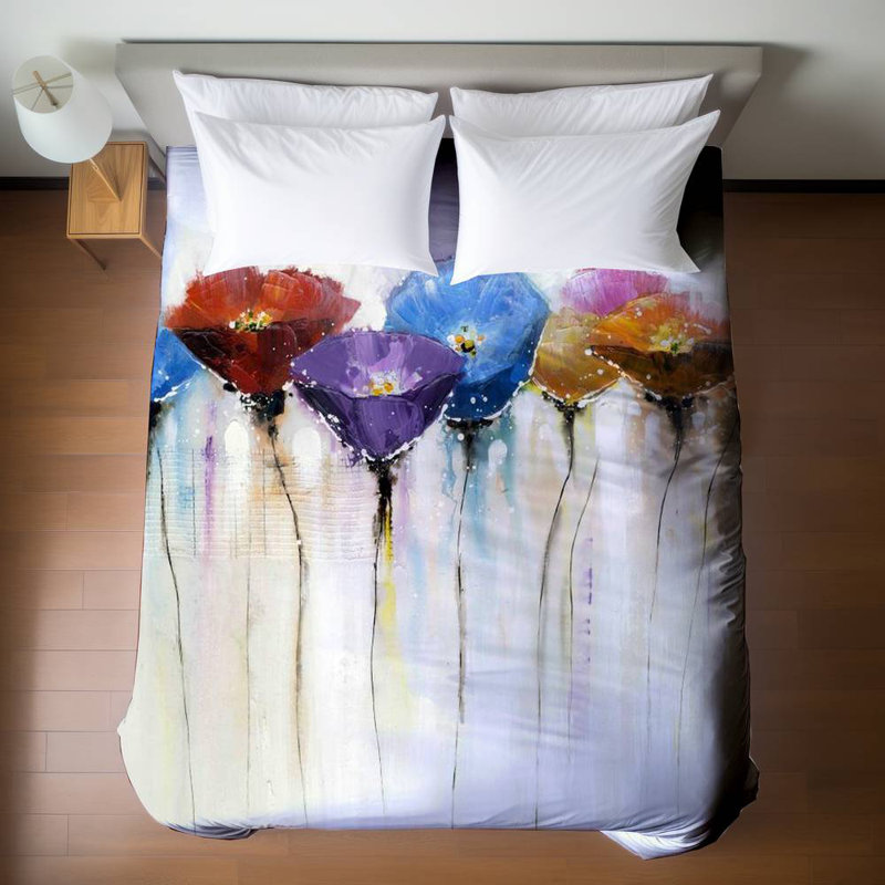 Colorful Flowers Botanical Industrial Duvet Cover | Home Decor