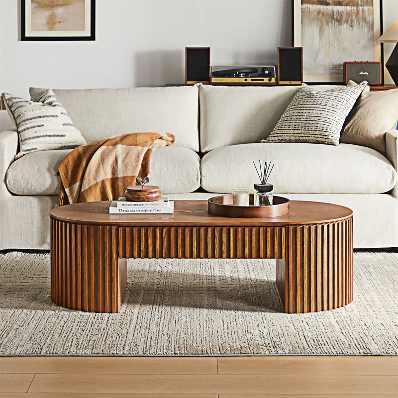 Table basse en bois avec tiroir, Brun