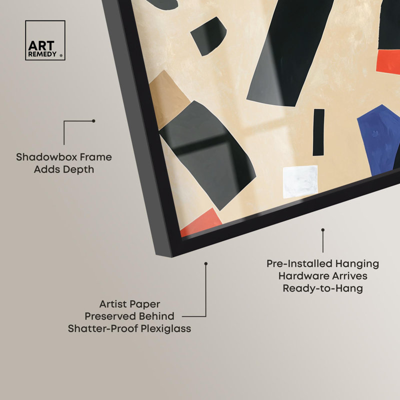 «Mindscape Mosaic I Shadowbox Print Modern Abstract» par Art Remedy, H 16 po x l 11 po, Noir