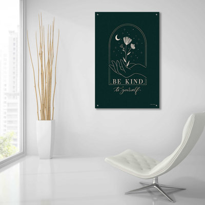 «Be Kind to Yourself» par Rachel Nieman, art mural en verre acrylique