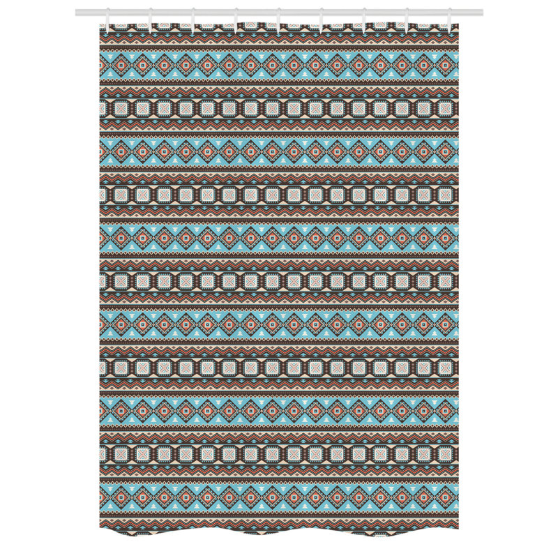 Elai Geometric Shower Curtain with Hooks Included, 78" H x 54" W