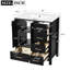 Meuble-lavabo de 30 po avec lavabo en céramique. Bois massif. Charnières à 4 tiroirs. Rangement spacieux. Design moderne. Lavabo noir facile à assembler. Fabrication. Portes à fermeture en douceur. Espace de rangement abondant.