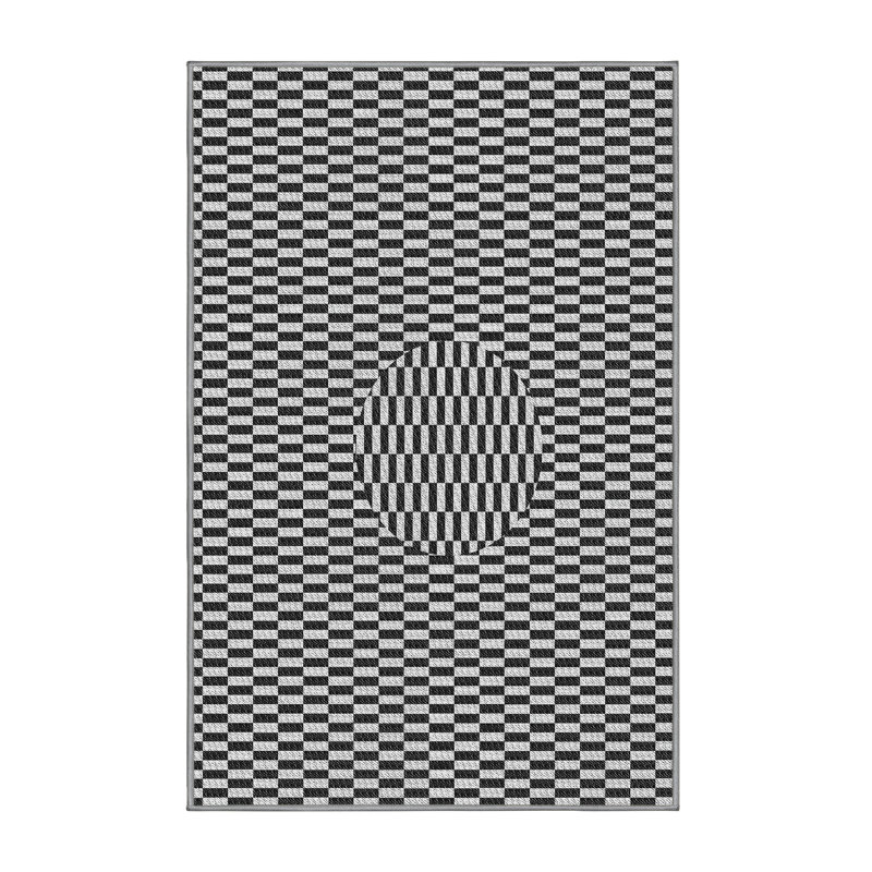 Tapis blanc/noir tissé à la machine, Rectangle 7 pi x 10 pi