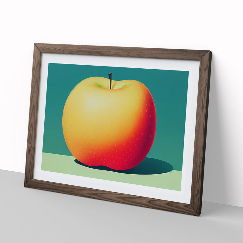 Single Apple Fruit Vol.2 - Print, Walnut Framed, 25cm H x 34cm W x 2cm D