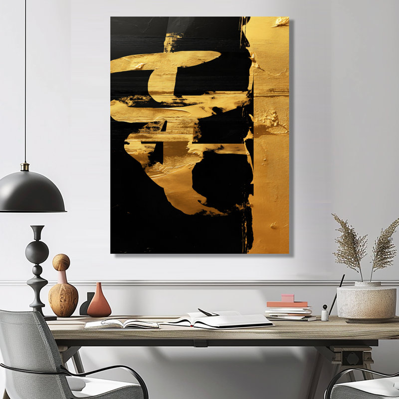«Gold», art japonais doré, Toile tendue, H 20 po x l 12 po x P 1 po