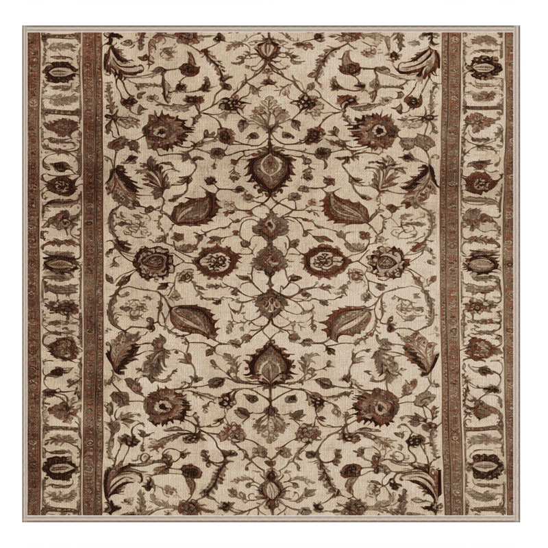 Tapis brun lavable à la machine, Carré 5 pi