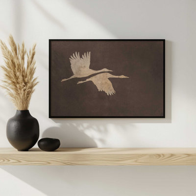 Herons In Flight Mocha  Art Print