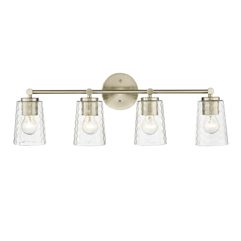 Luminaire de salle de bain à 4 lumières à intensité variable avec verre en nid d'abeille Read, Or moderne